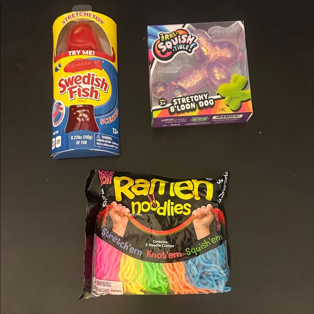 NeeDoh Bundle Nee Doh Ramen Noodlies Dog Swedish Fish Squishy Squish Stretch